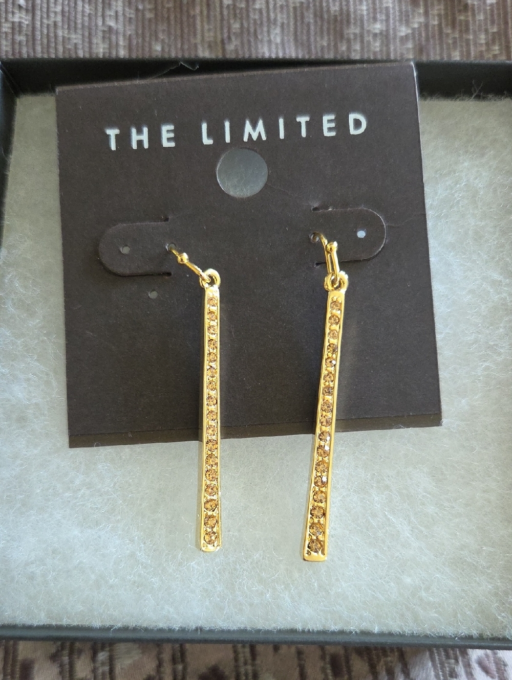 The Limited Gold Crystal Bar Drop Earrings